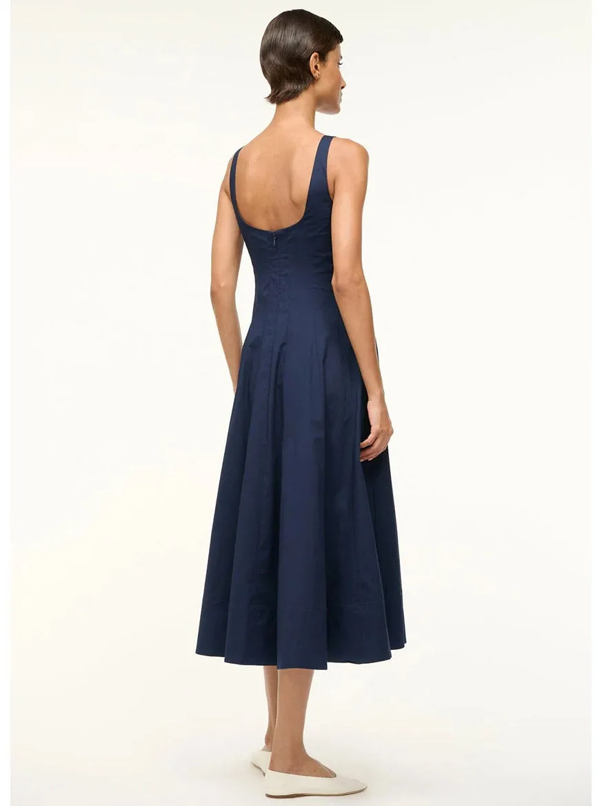 STAUD Wells Sleeveless Dress in Navy