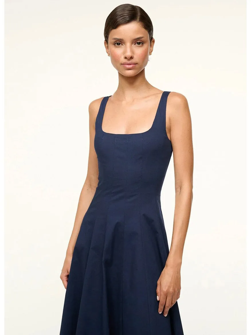 STAUD Wells Sleeveless Dress in Navy