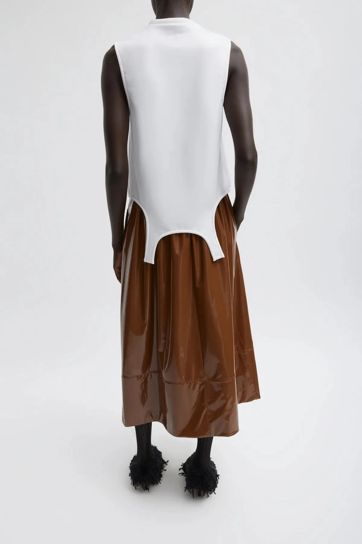 Tibi Lightweight Stretch Patent Skirt - Brick