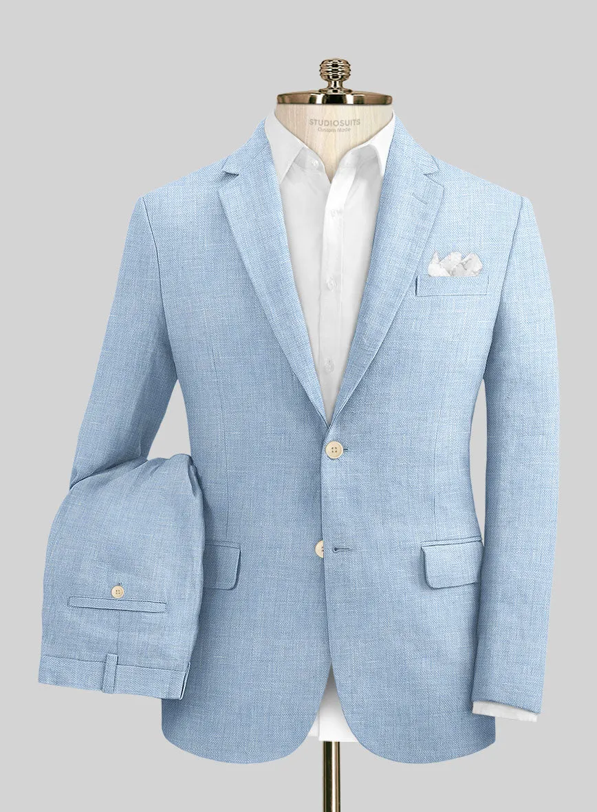 Tropical Blue Linen Suit