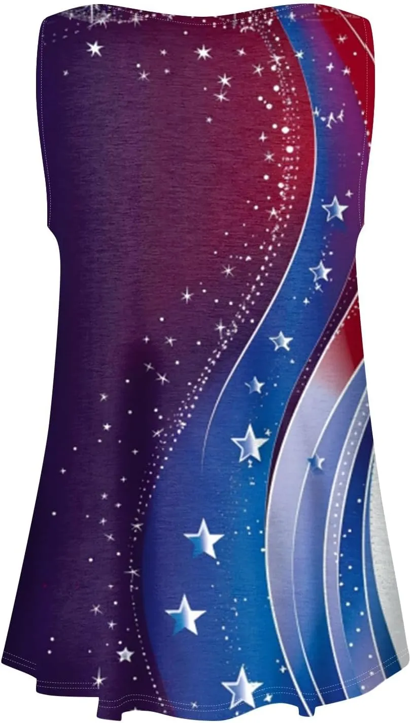 Tunic Tops Cool Sleeveless for Women Summer Print Round Neck Relaxed Fit Tank Tops Casual Cute Fashion Loose Tees
