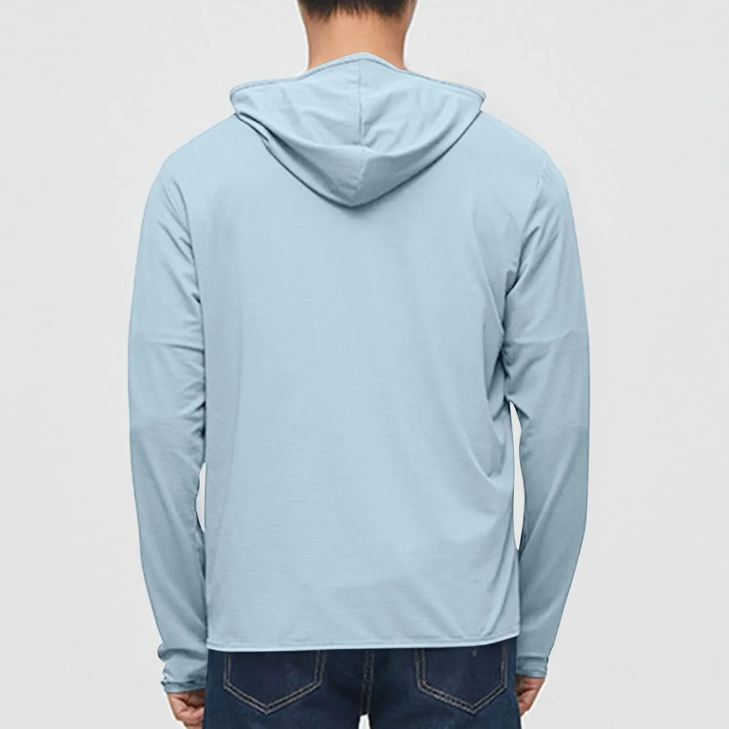 UPF 50  Sun Protection Shirts For Men Jacket Thumb Hole Lightweight Zip Hoodie Long Sleeve Fishing Hiking Sun Shirt