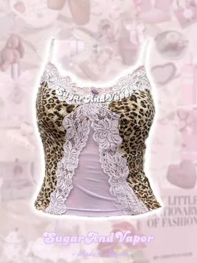 Valeria Leopard Violet Lace Strappy Crop Top