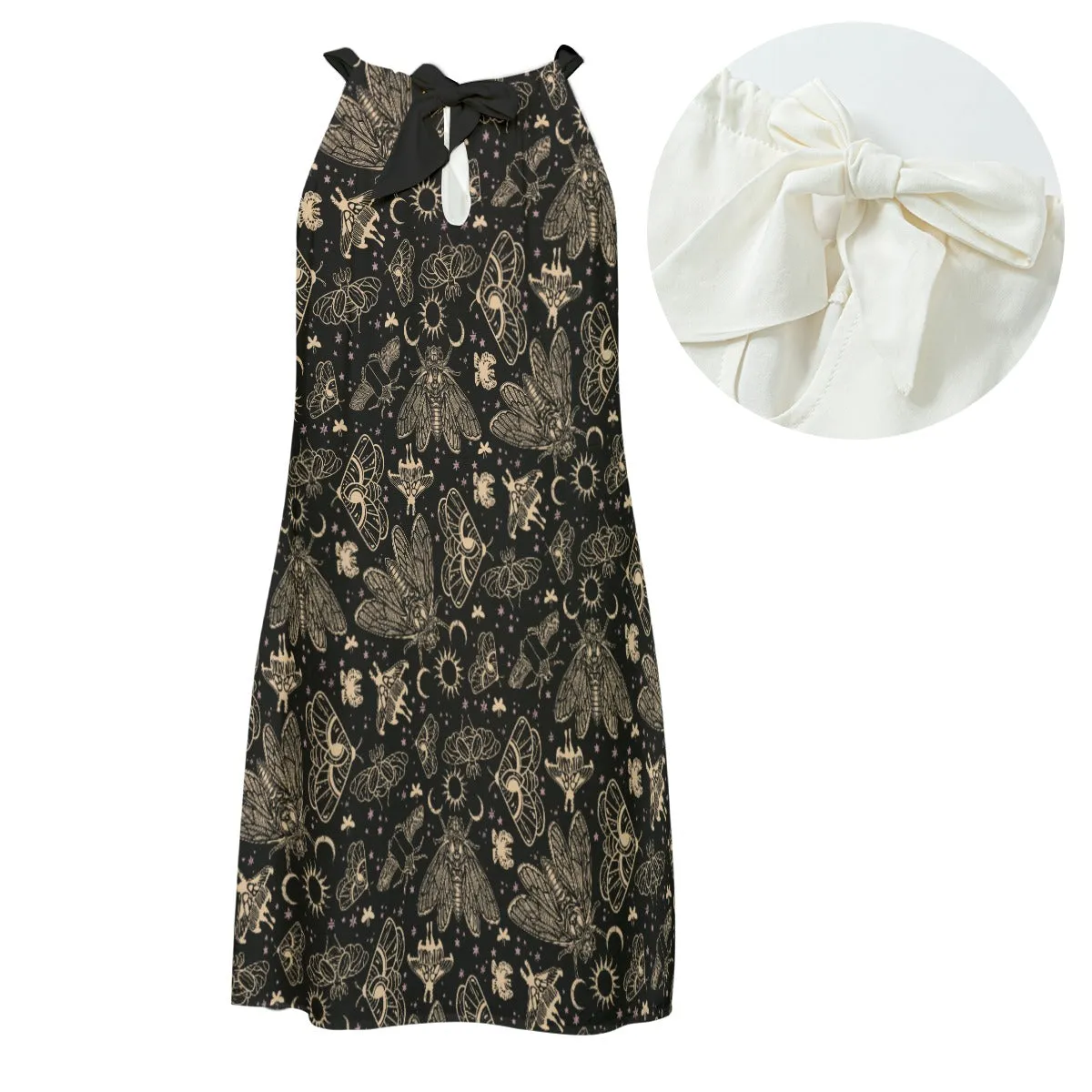 Witchy Cicada Halter Dress - Rayon