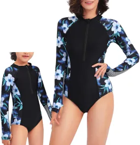 Women and Girls Matching Swimsuit: Long Sleeve One Piece Rash Guard Bathing Suit UPF 50  (Please Order Separately)