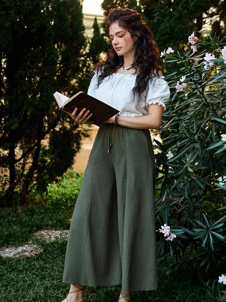 Women Cotton Palazzo Pants with Pocket