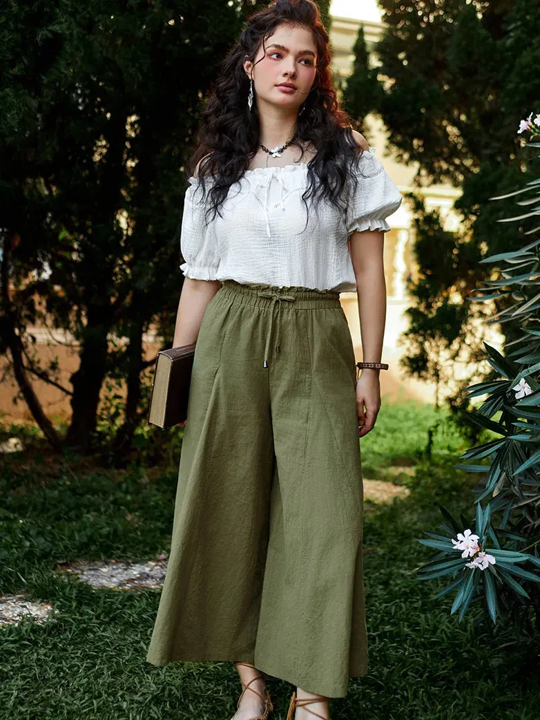Women Cotton Palazzo Pants with Pocket