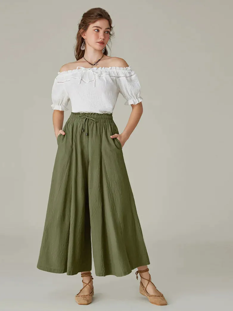 Women Cotton Palazzo Pants with Pocket