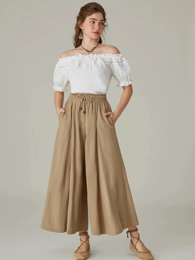 Women Cotton Palazzo Pants with Pocket