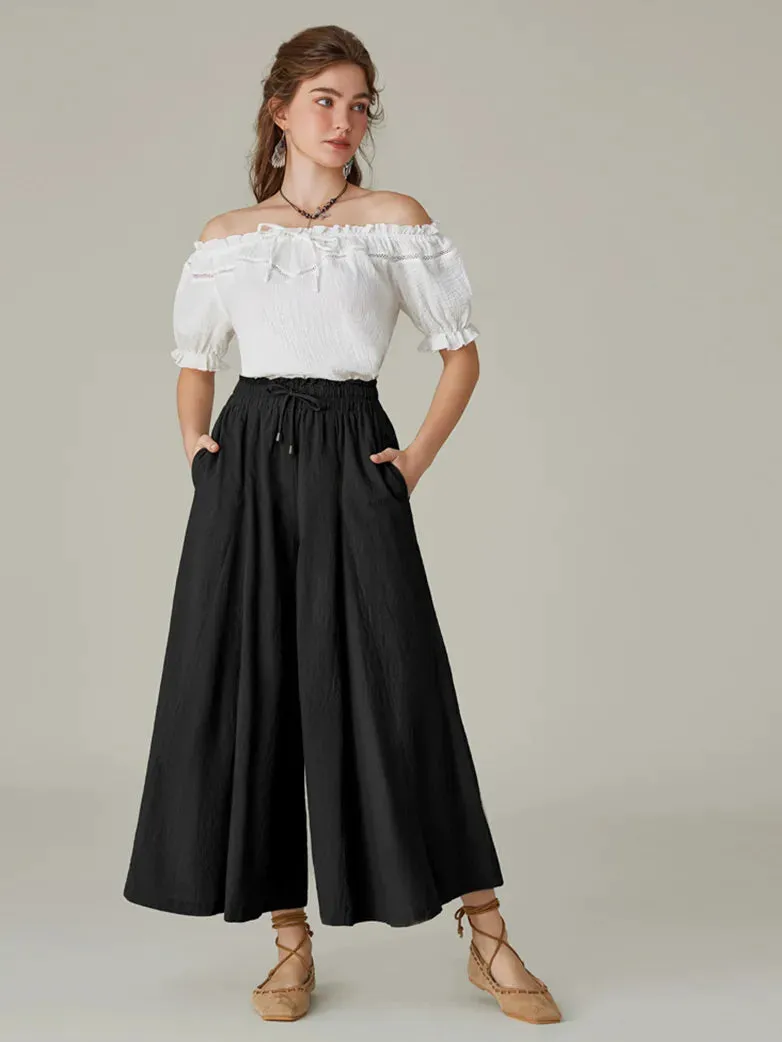 Women Cotton Palazzo Pants with Pocket
