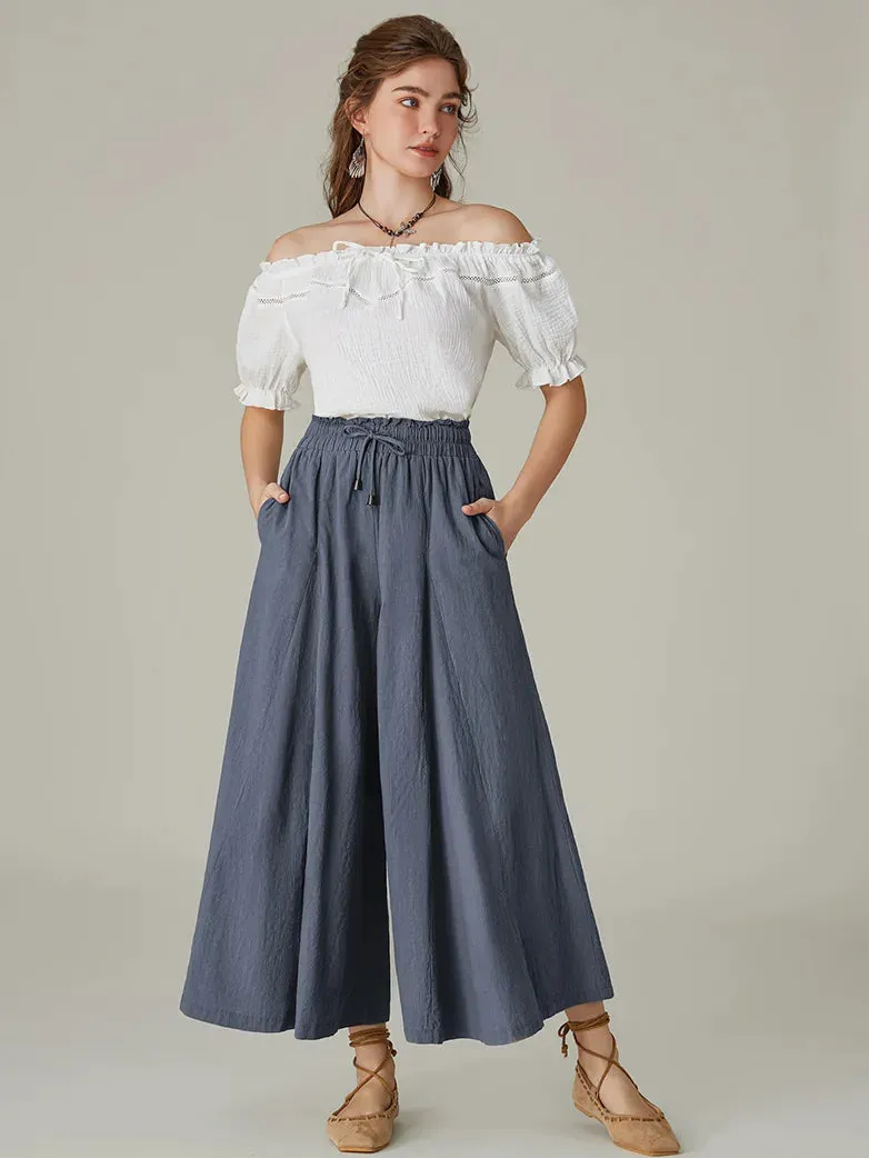 Women Cotton Palazzo Pants with Pocket