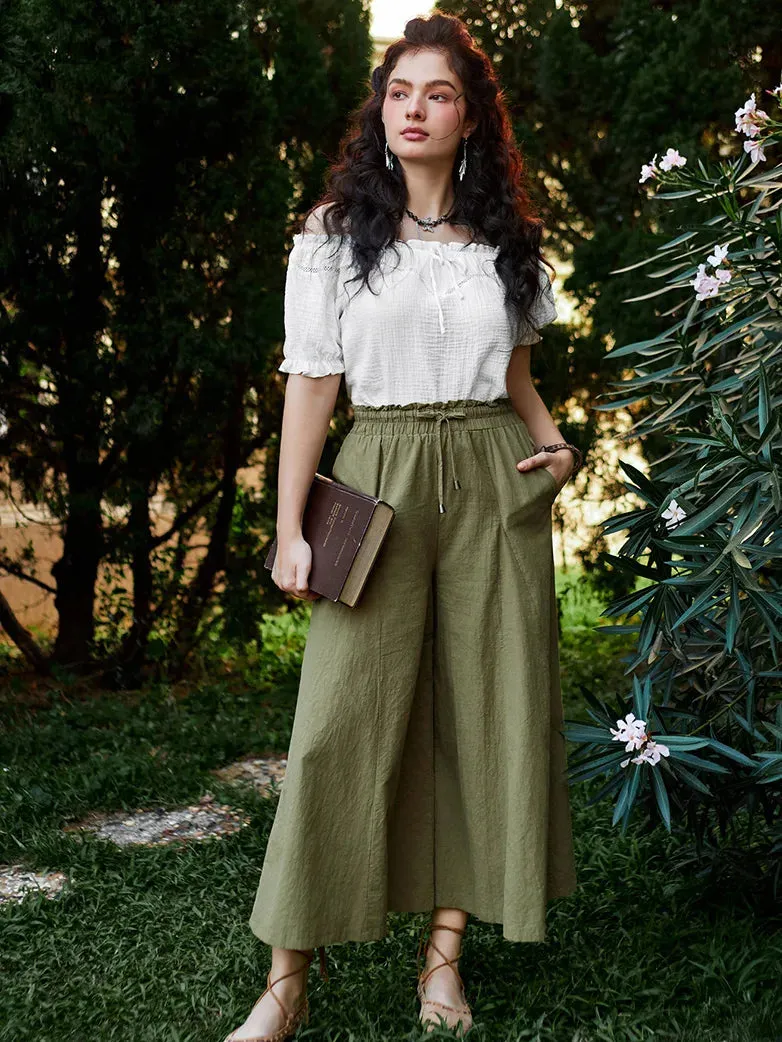 Women Cotton Palazzo Pants with Pocket