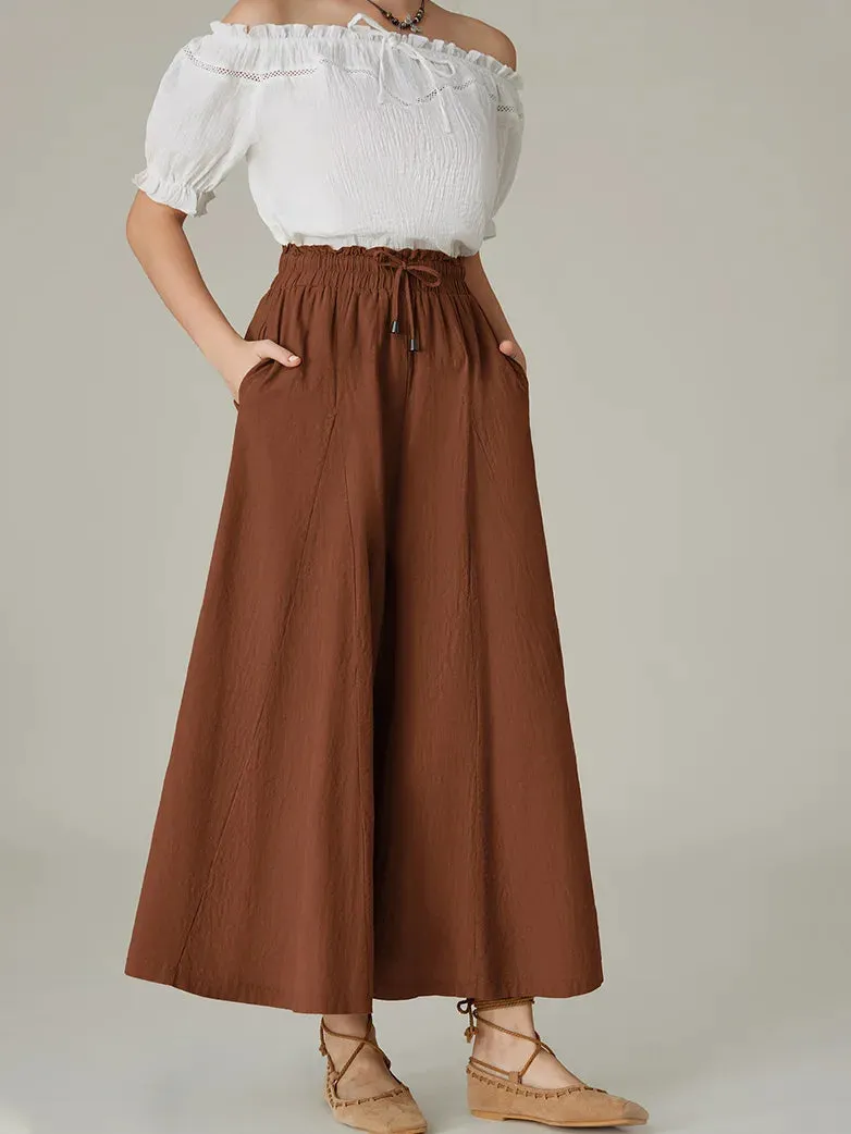 Women Cotton Palazzo Pants with Pocket