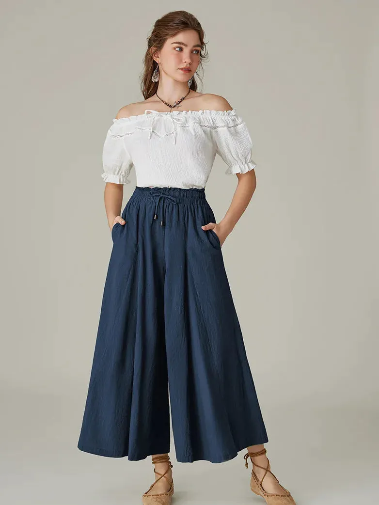 Women Cotton Palazzo Pants with Pocket
