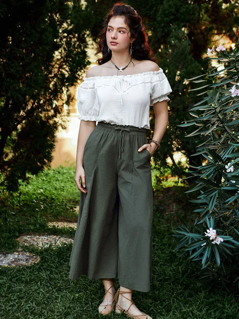 Women Cotton Palazzo Pants with Pocket