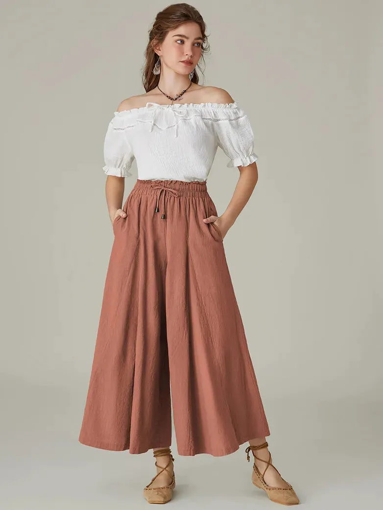 Women Cotton Palazzo Pants with Pocket