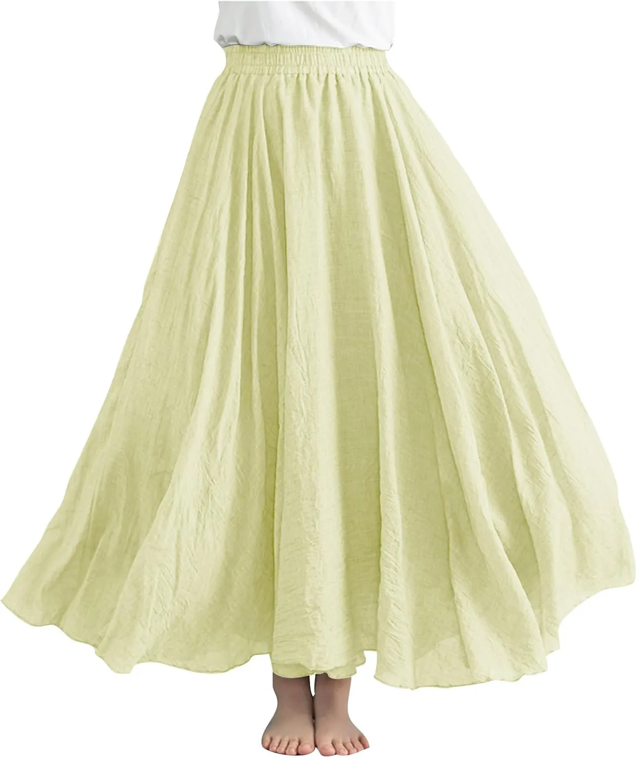 Women Lightweight Boho Maxi Skirts Flowy Beach Long Skirt Elastic Waist Pleated Swing Bohemian Skirts 2025 New