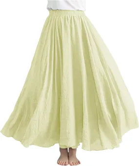 Women Lightweight Boho Maxi Skirts Flowy Beach Long Skirt Elastic Waist Pleated Swing Bohemian Skirts 2025 New