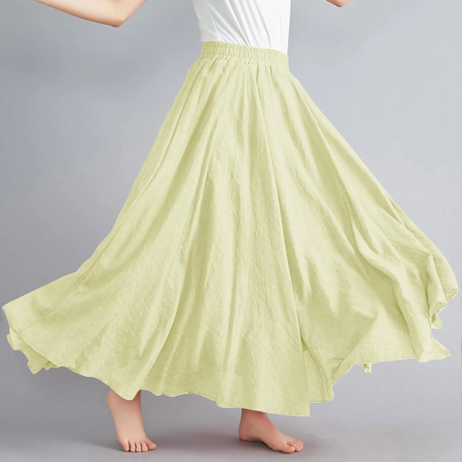 Women Lightweight Boho Maxi Skirts Flowy Beach Long Skirt Elastic Waist Pleated Swing Bohemian Skirts 2025 New