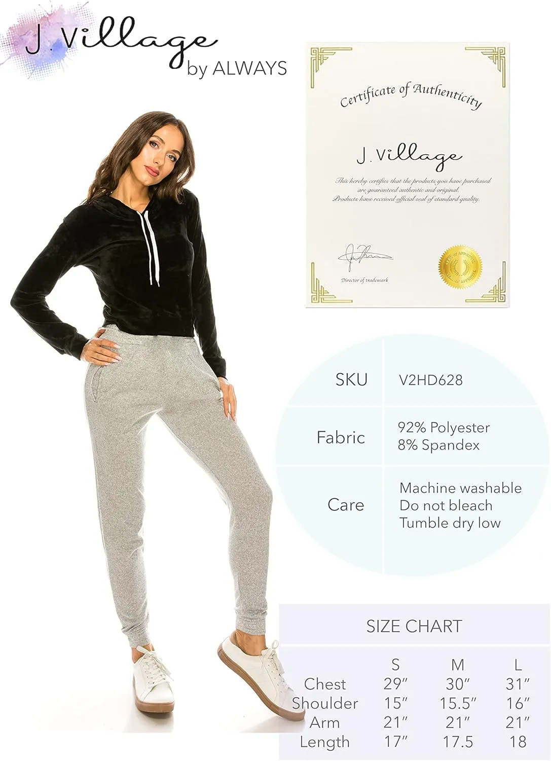 Women Velvet Hoodie Sweatshirt - Premium Soft Long Sleeve Drawstring Pullover Crop Top Sweatshirt