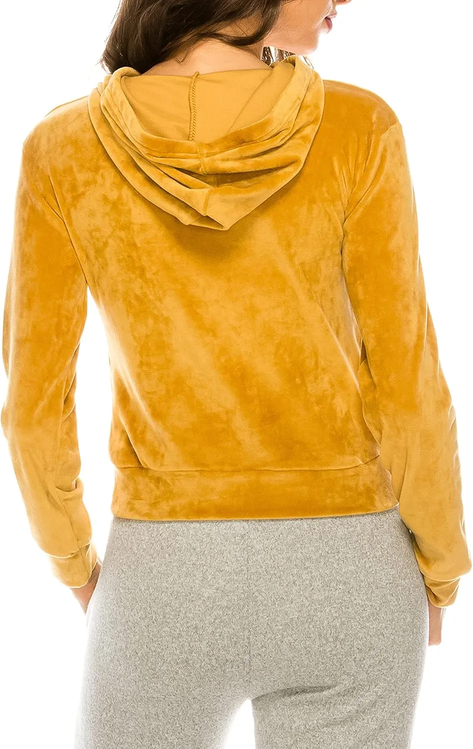 Women Velvet Hoodie Sweatshirt - Premium Soft Long Sleeve Drawstring Pullover Crop Top Sweatshirt