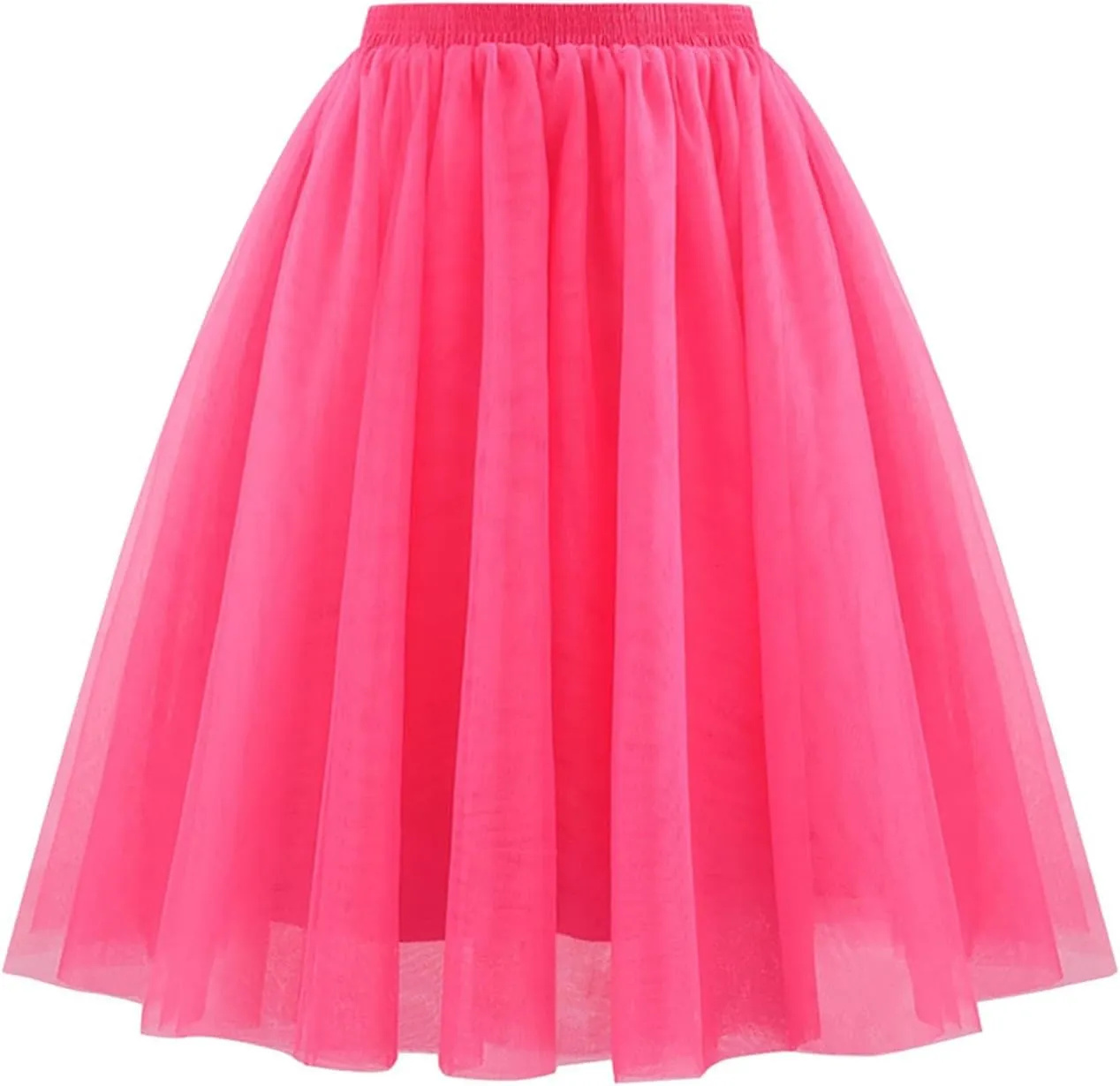 Women's Elegant Elastic Ruffle Petticoat Lightweight Underskirts for Cosplay Party Midi Skirt Tulle A-Line Tutu Skirt