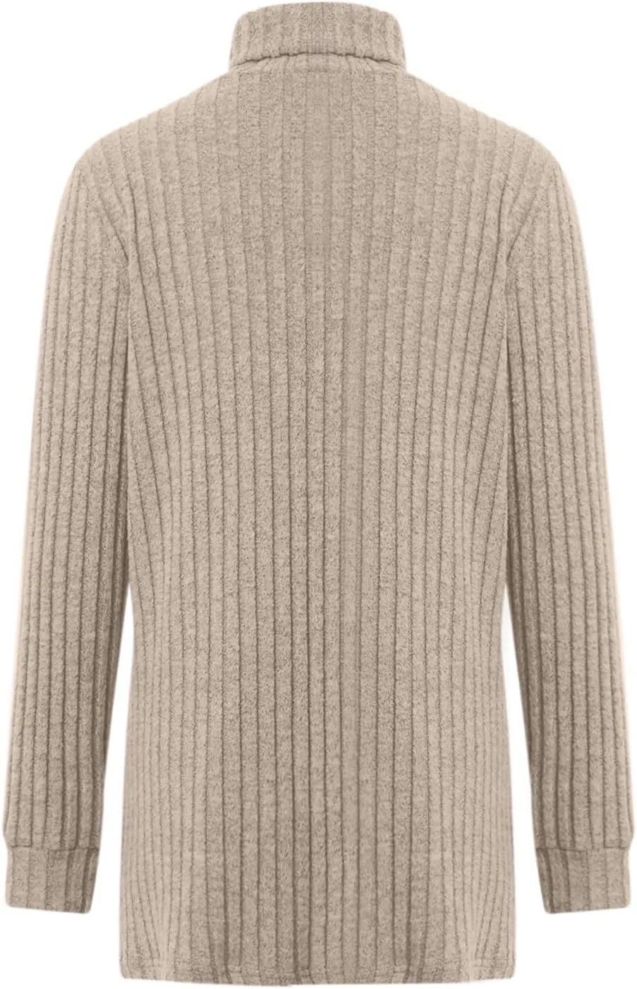 Womens Fall Turtleneck Sweater Tops Loose Fit Ribbed Knit Shirts Casual Lightweight Soft Pullover with Pockets