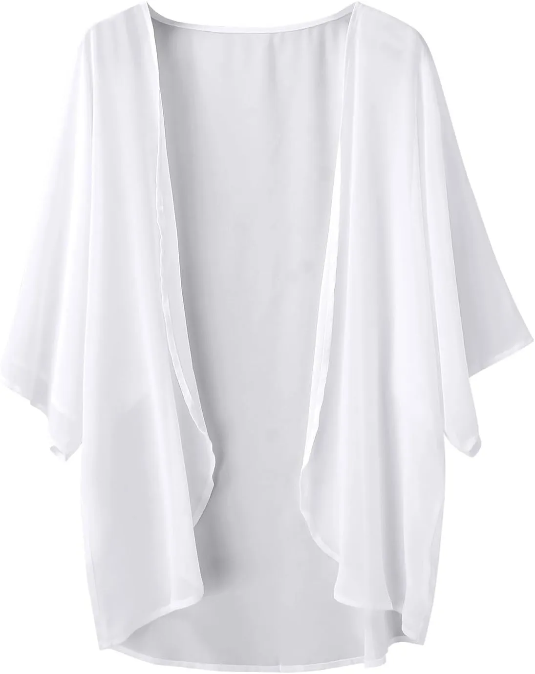 Womens Hawaiian Beach Coverup Sheer Chiffon Shirts Summer Lightweight Thin Casual Loose Open Front Tops