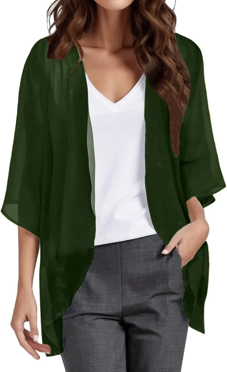 Womens Hawaiian Beach Coverup Sheer Chiffon Shirts Summer Lightweight Thin Casual Loose Open Front Tops