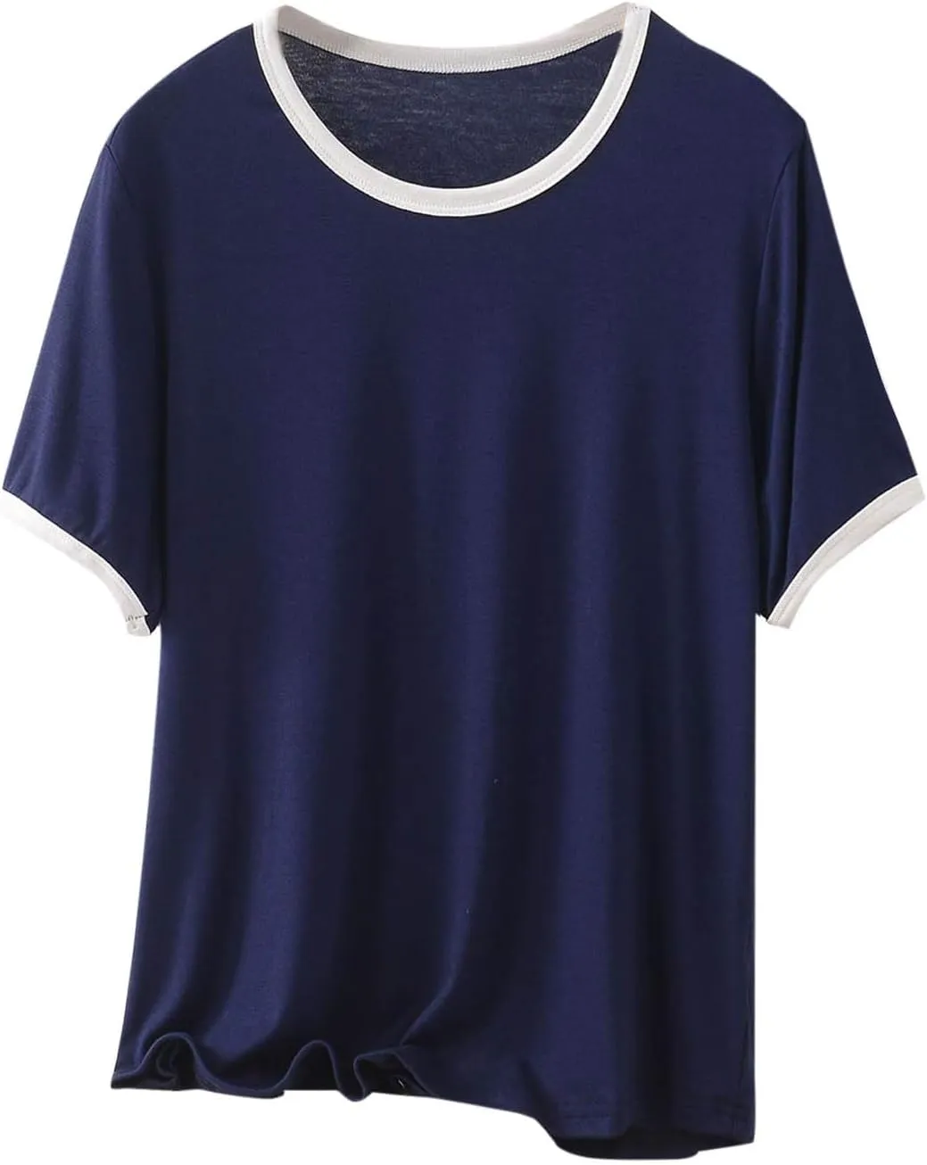 Women's Sleep T-Shirt 2025 Summer Short Sleeve Lounge Pajamas Shirts Crewneck Loose Casual Solid Soft Modal Tee Top