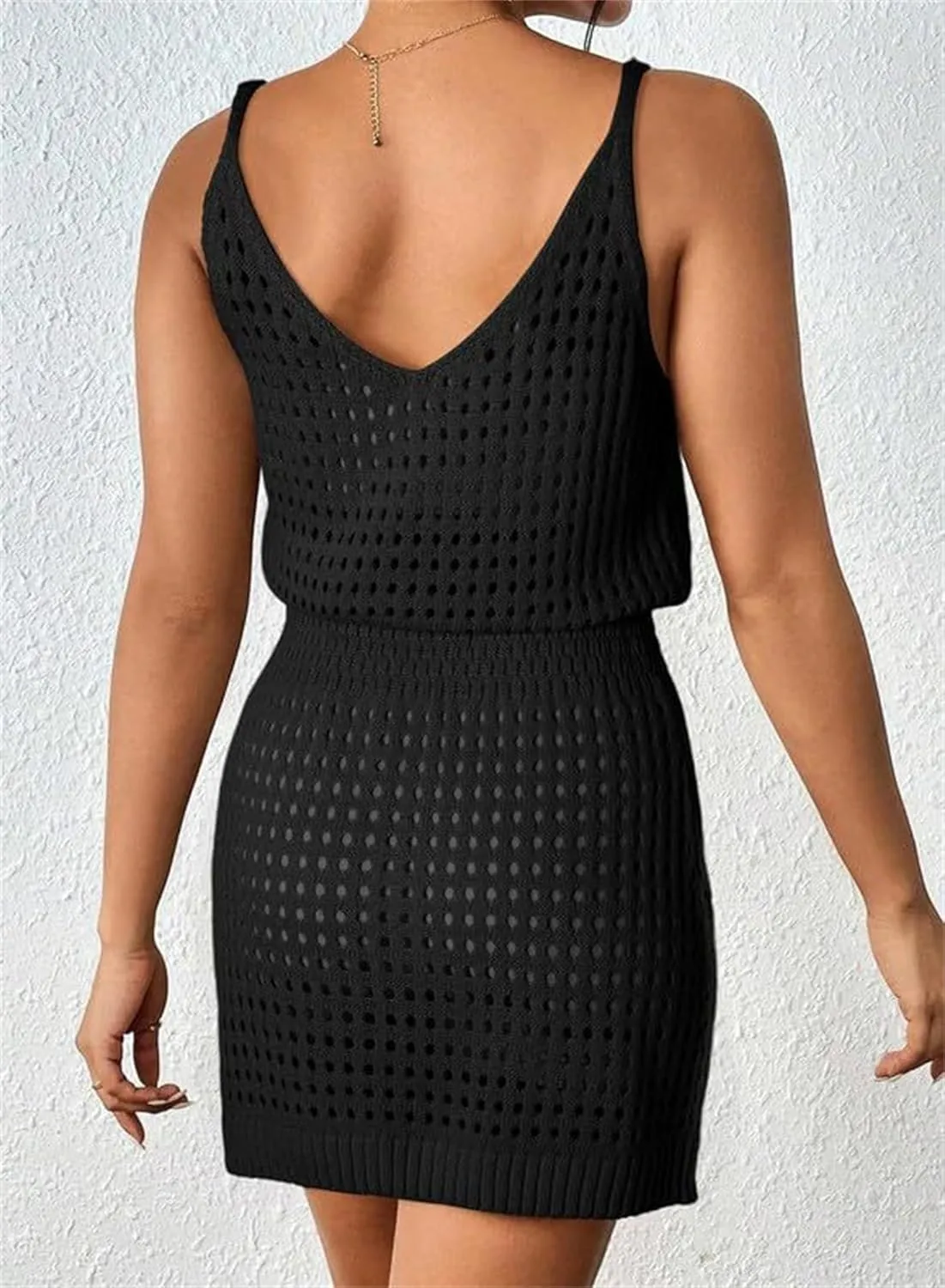 Womens Summer Crochet Hollow Out Knit Beach Bathing Suit Swim Cover Ups Sleeveless Tank Cruise Outfits Vacation Dress