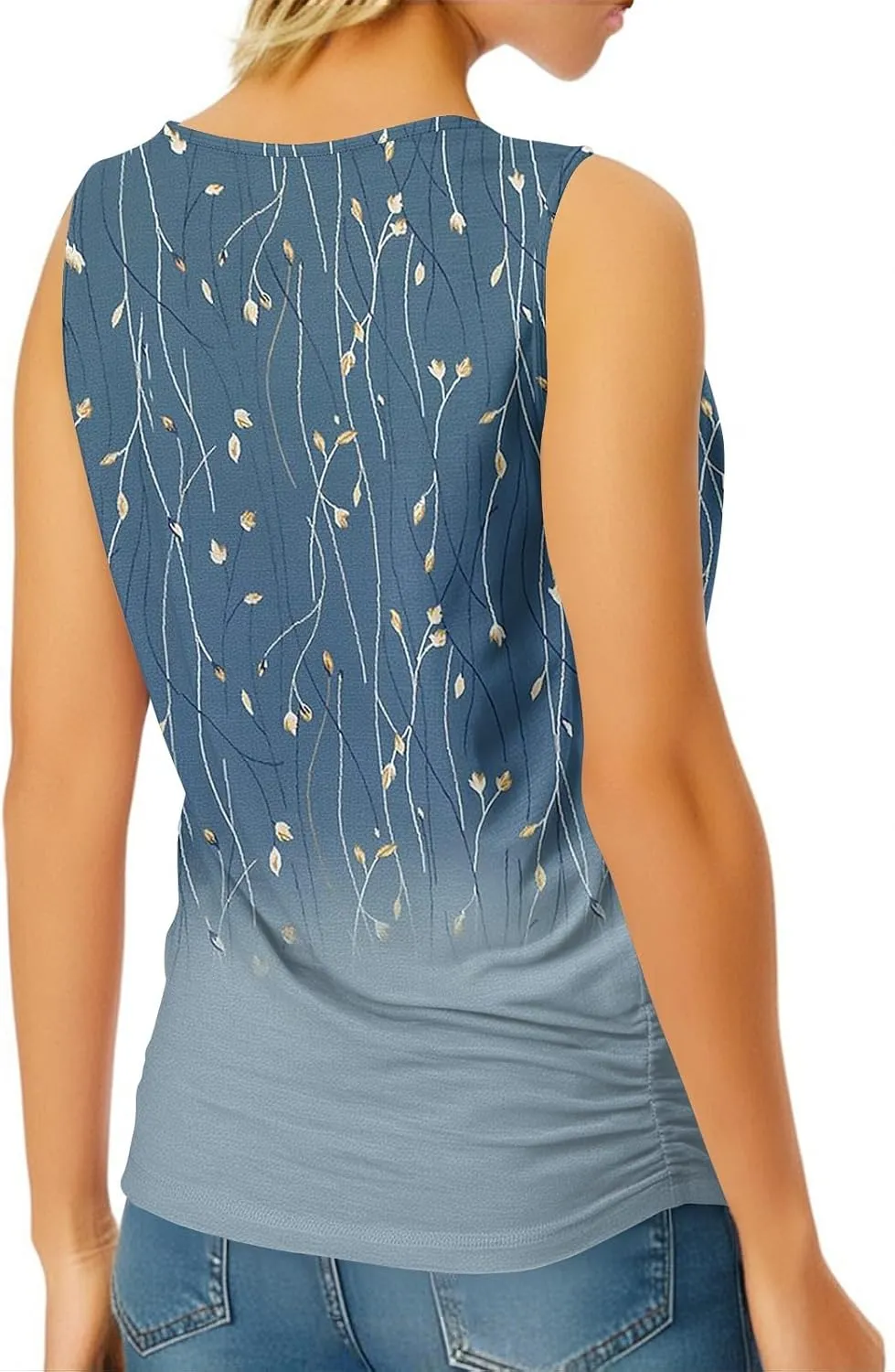 Womens Tank Tops 2025 Sleeveless Square Round Neck Ruched Spring Summer Tee Shirts Basic Outfits Trendy Clothes