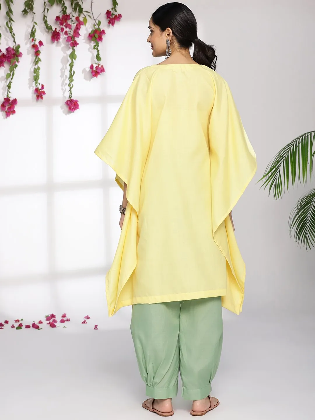 Yellow CottonSlub ShortKaftan - Heather
