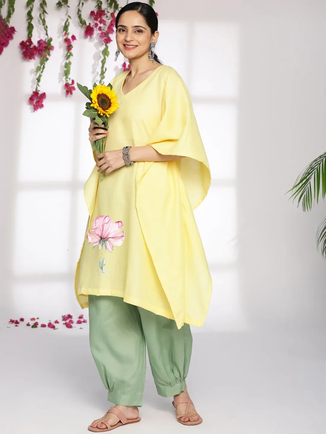 Yellow CottonSlub ShortKaftan - Heather