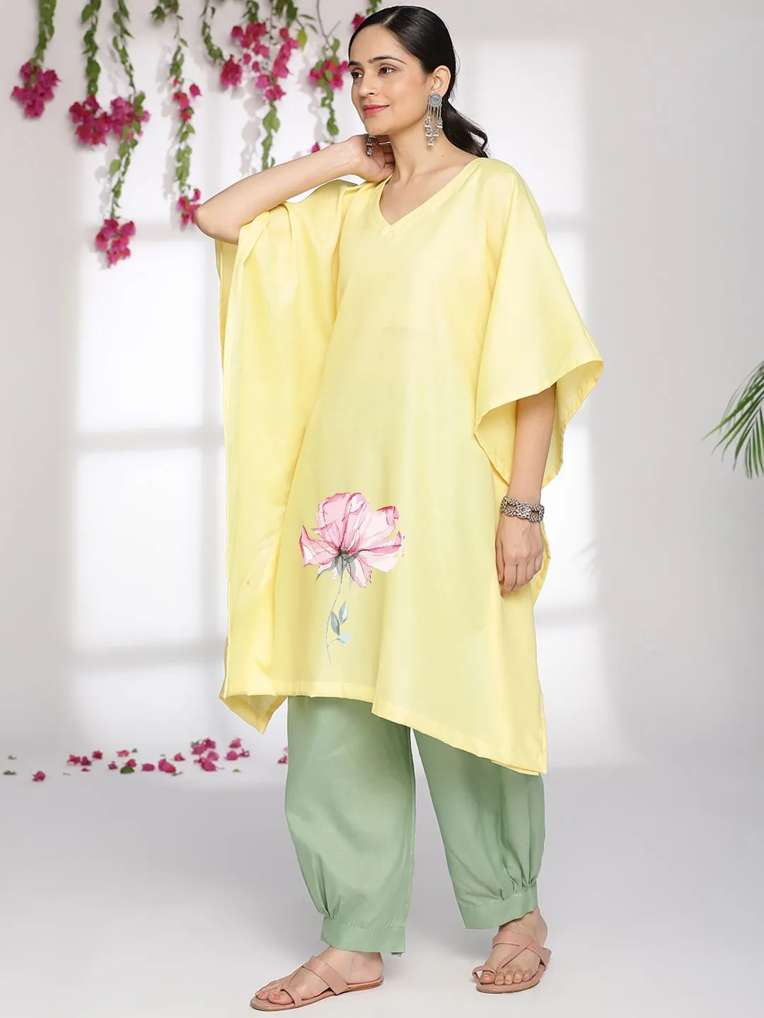 Yellow CottonSlub ShortKaftan - Heather